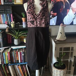 International Concepts Size 10 Pink & Black sheath dress 100% silk top
